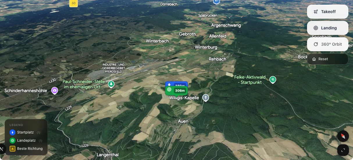 3D terrain map preview