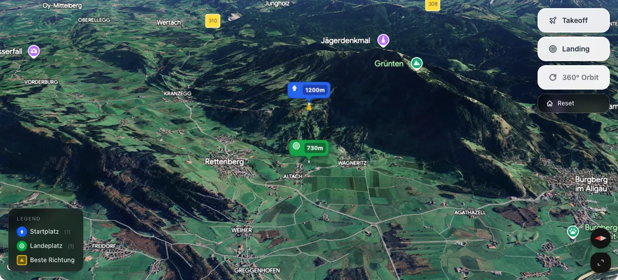 3D terrain map preview