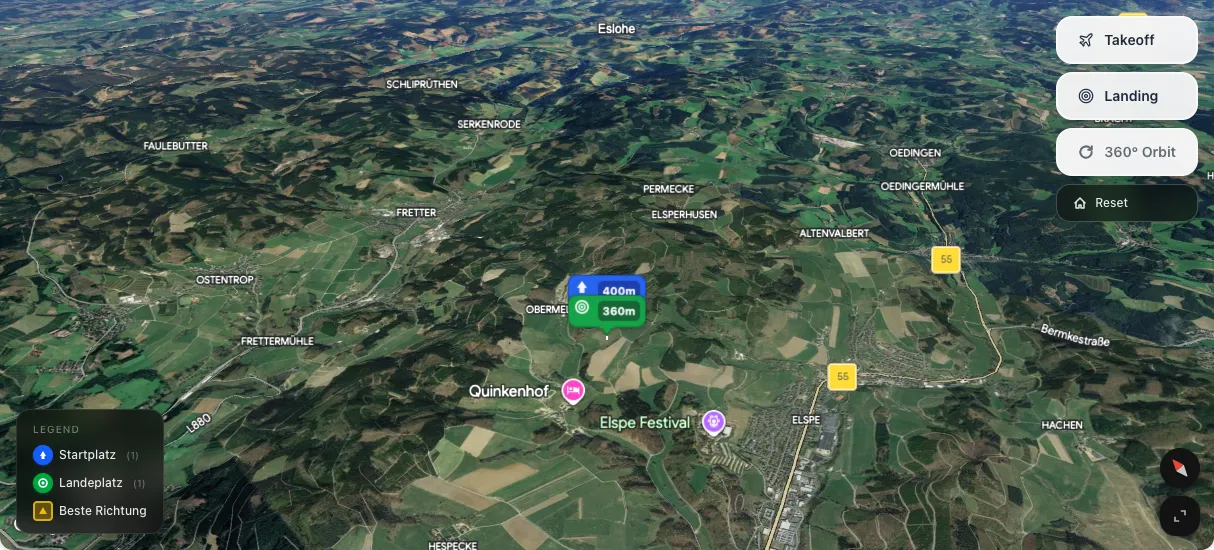 3D terrain map preview