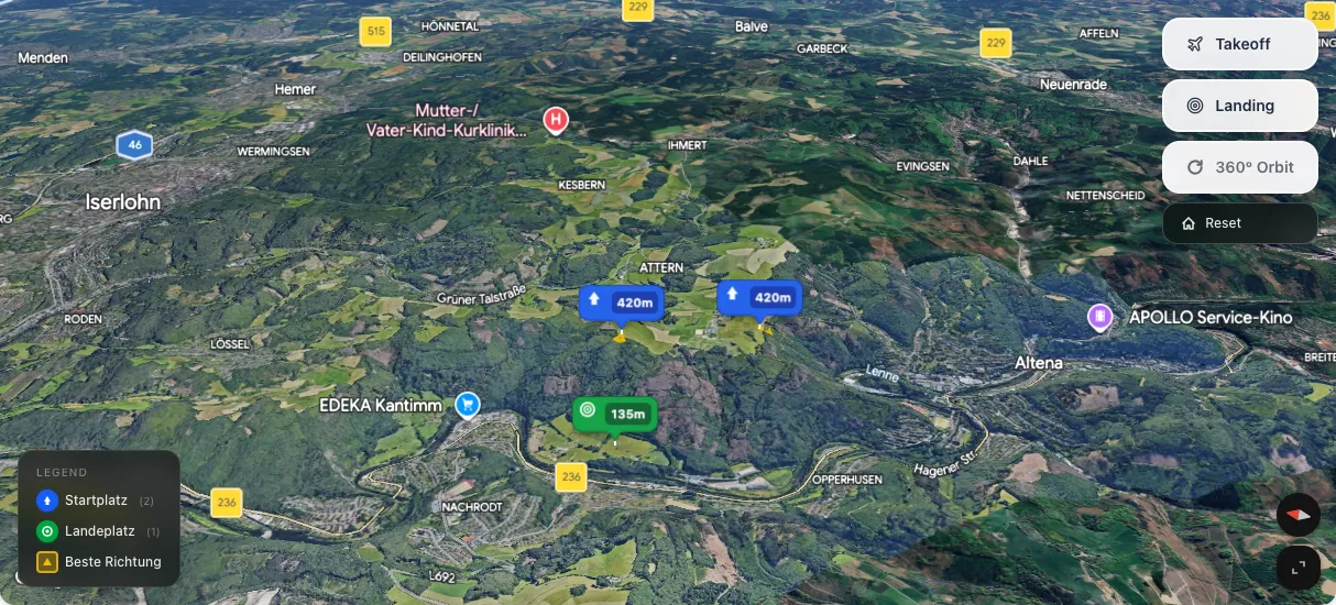 3D terrain map preview